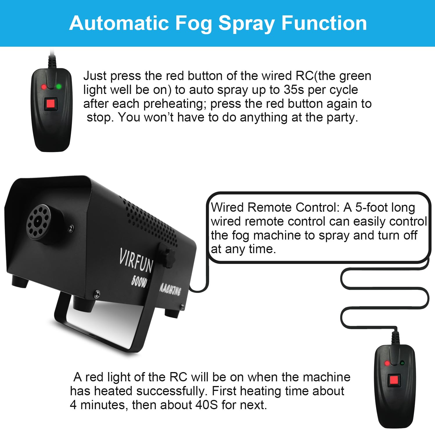 Foto 3 pulgar | Máquina De Humo Virfun Vir-12 500w 500ml Con Mando A Distancia - Venta Internacional.