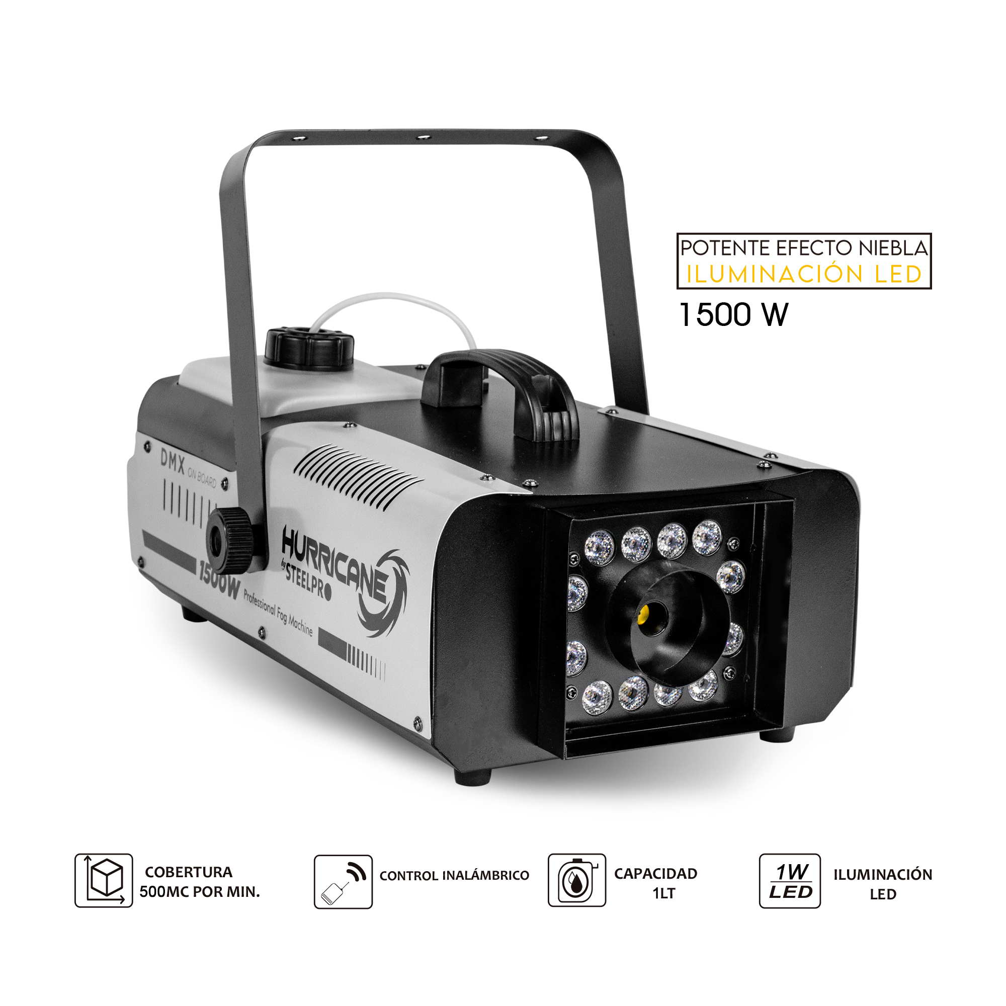Foto 2 | Maquina De Humo 1500w Control Inalámbrico Steelpro Hurricane Color Negro