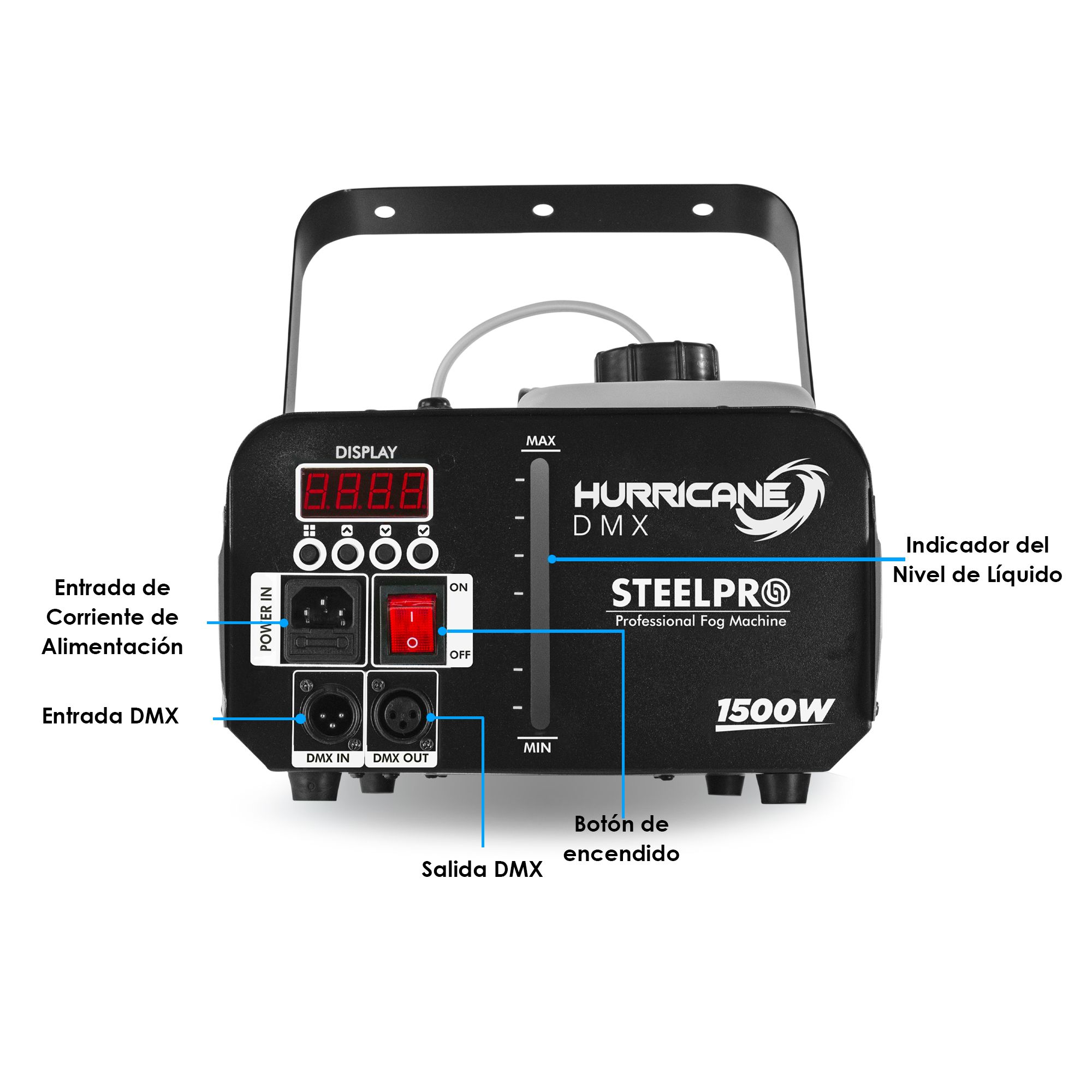 Foto 4 pulgar | Maquina De Humo 1500w Control Inalámbrico Steelpro Hurricane Color Negro