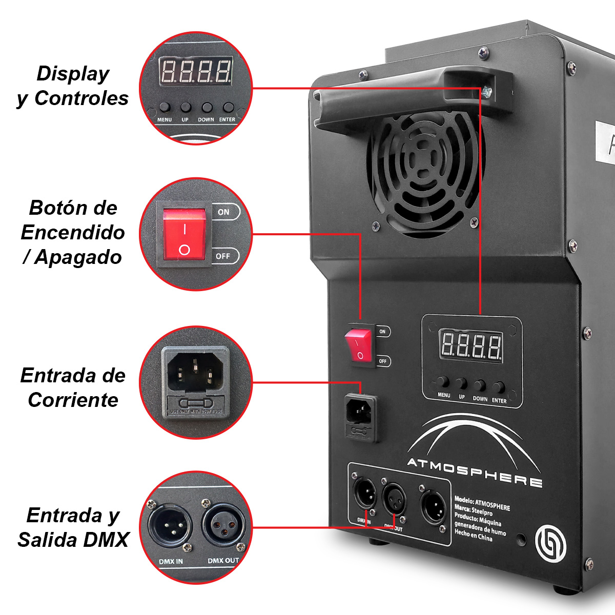 Foto 5 pulgar | Maquina de Humo Profecional Atmosphere Dmx 1500w Steelpro