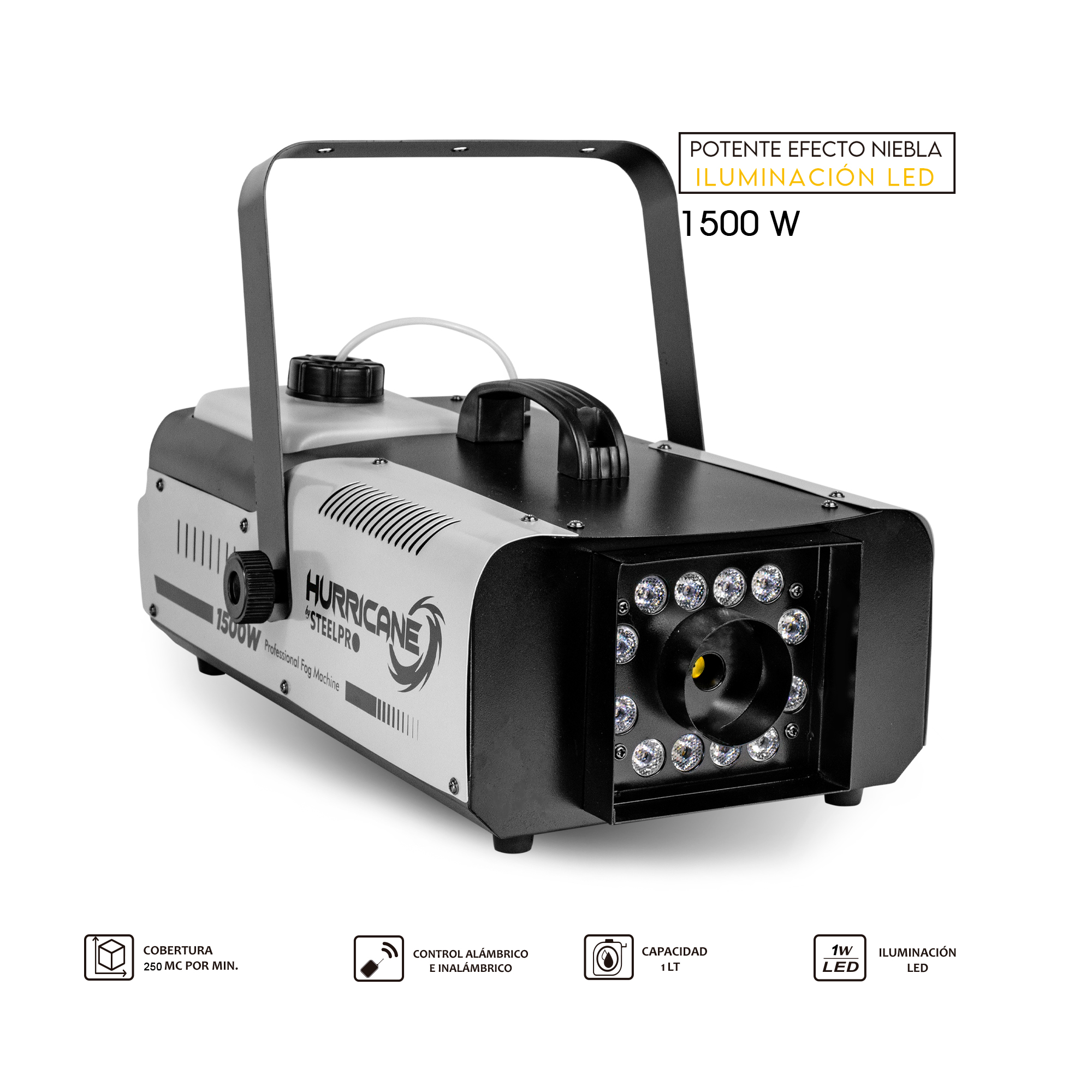 Foto 3 pulgar | Máquina de Humo Steelpro Hurricane 1500w Control Inalámbrico