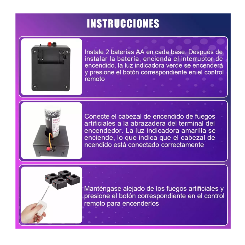 Foto 4 | Detonadores Pirotecnia Fría Chisperos Inalámbrico 4pzs Negro Belug