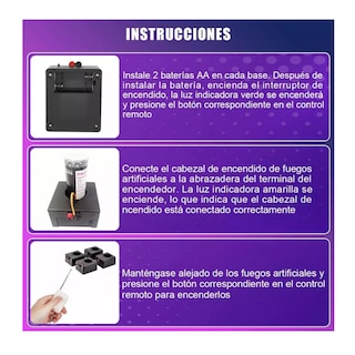 Foto 4 | Detonadores Pirotecnia Fría Chisperos Inalámbrico 4pzs Negro Belug