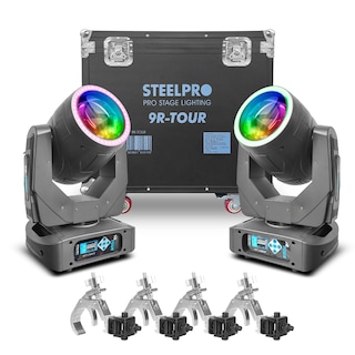Foto 1 | Case 2 Cabezas Moviles Beam 9r Efecto Arcoiris/agua Steelpro Con 4 Pro Clamps