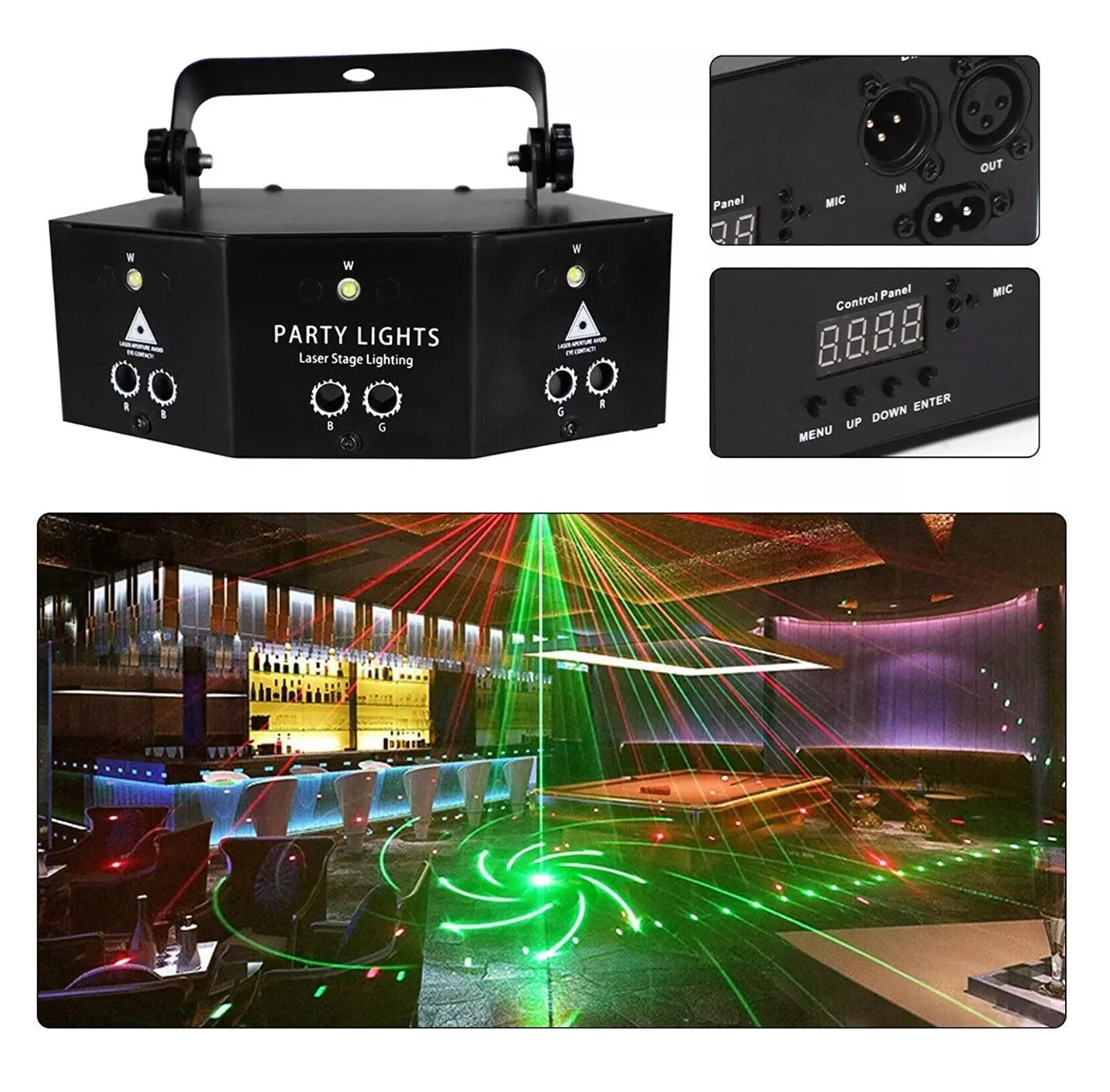 Foto 6 | Proyector Láser Nayumi con Luces RGB Disco Dj Estroboscópico Escenario Negro