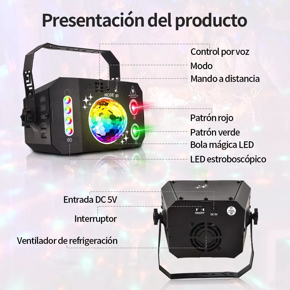 Foto 3 pulgar | Proyector Laser Dj Luz Fiesta Escenario Rgbw Estroboscopicas Eo Safe Imports Esi-10404-1 Negro