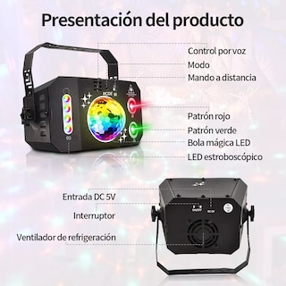 Foto 2 | Proyector Laser Dj Luz Fiesta Escenario Rgbw Estroboscopicas Eo Safe Imports Esi-10404-1 Negro