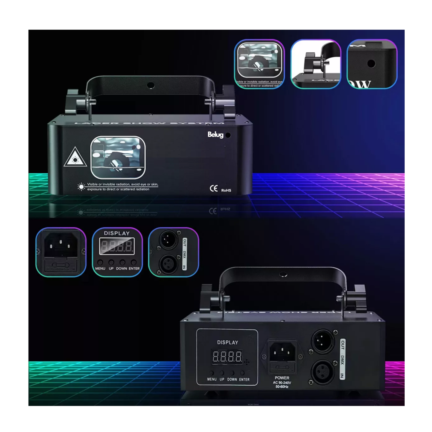 Foto 5 | Proyector Rayo Láser Belug Rgb Dmx Potente 500mw Par Luces Para Dj, Negro