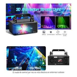 Foto 2 | Rayo Láser Rgb Colores Potente 500mw Luz De Dj Proyector Eo Safe Imports Esi-20202 Negro