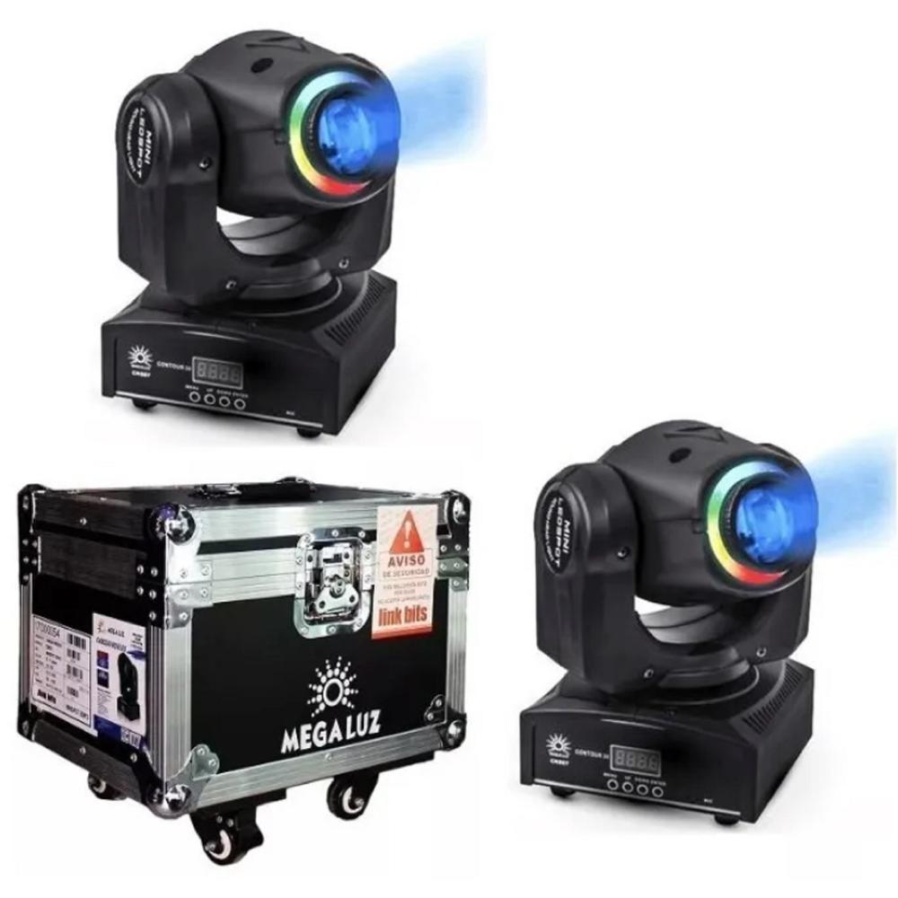 2 Cabezas Móviles Minispot Led30w Contour Megaluz con Case color Negro