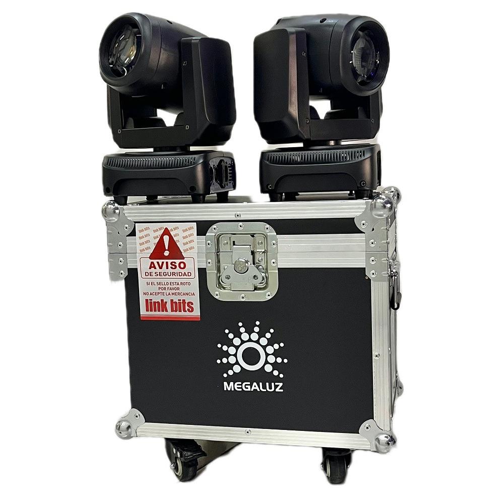 Case 2 Cabezas Robóticas Mini R1 Beam LED Megaluz CHMINI R1X2 color Negro 90W