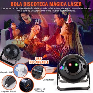 Foto 3 | Cañon Led Audiorítmico Esfera Proyector Láser Bola Dj Fiesta Eo Safe Imports Esi-12075 Negro