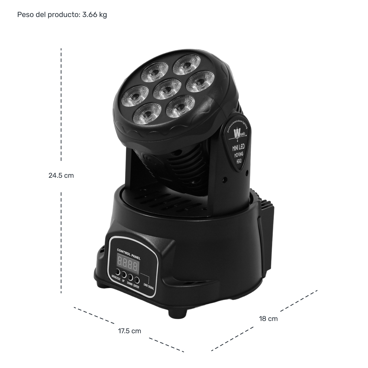 Foto 7 | Cabeza Móvil Robótica 7 Leds Audiotek 2 Piezas
