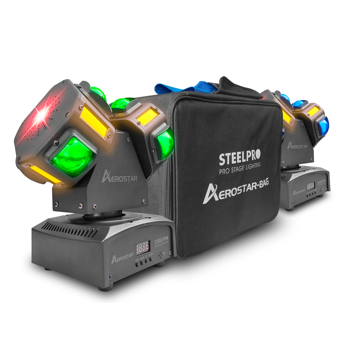 Foto 1 | Par De Beam Móviles Rgbw/ Estrobo+laser Con Maleta Steelpro