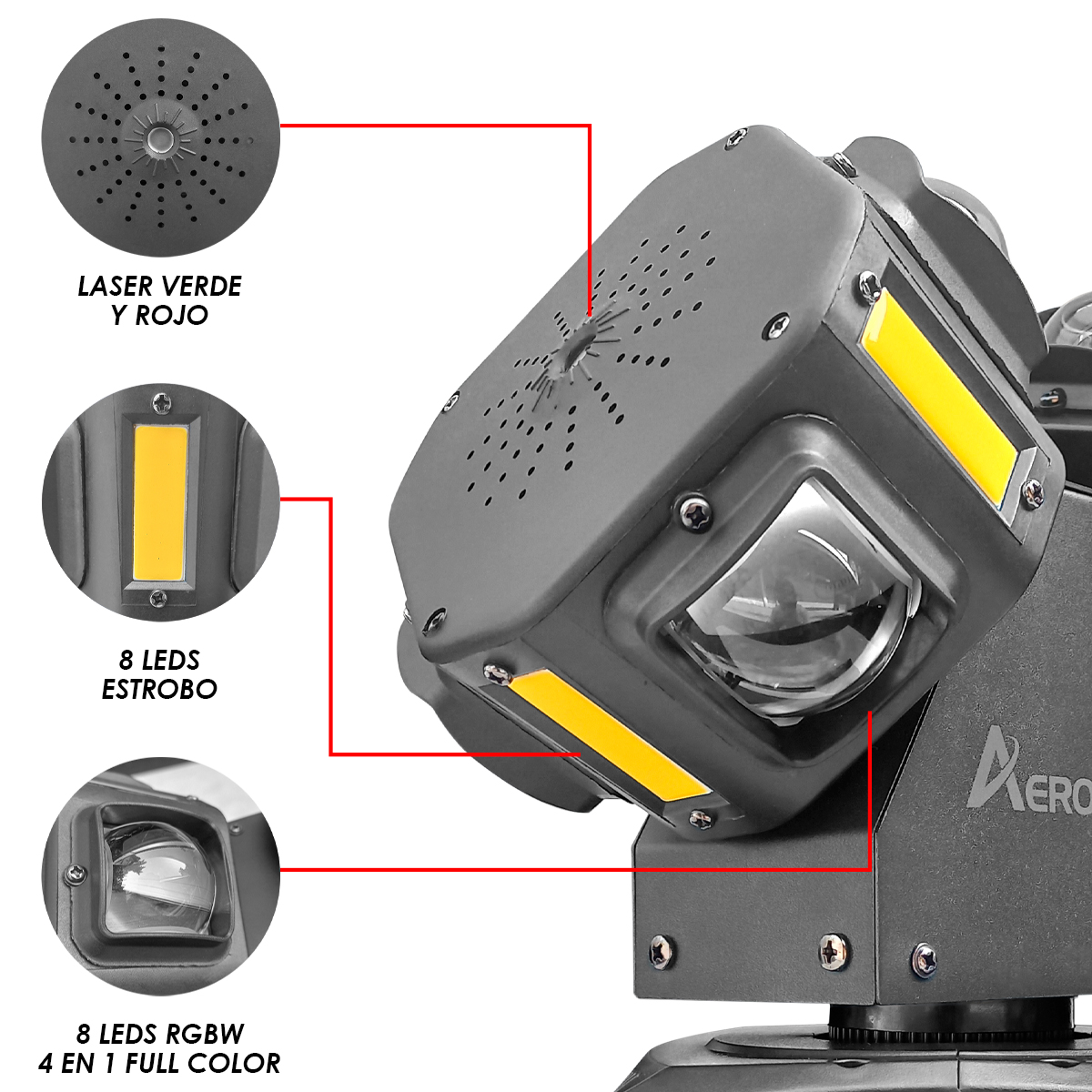 Foto 5 | Beam Móviles Rgbw/ Estrobo+laser Con Maleta Steelpro