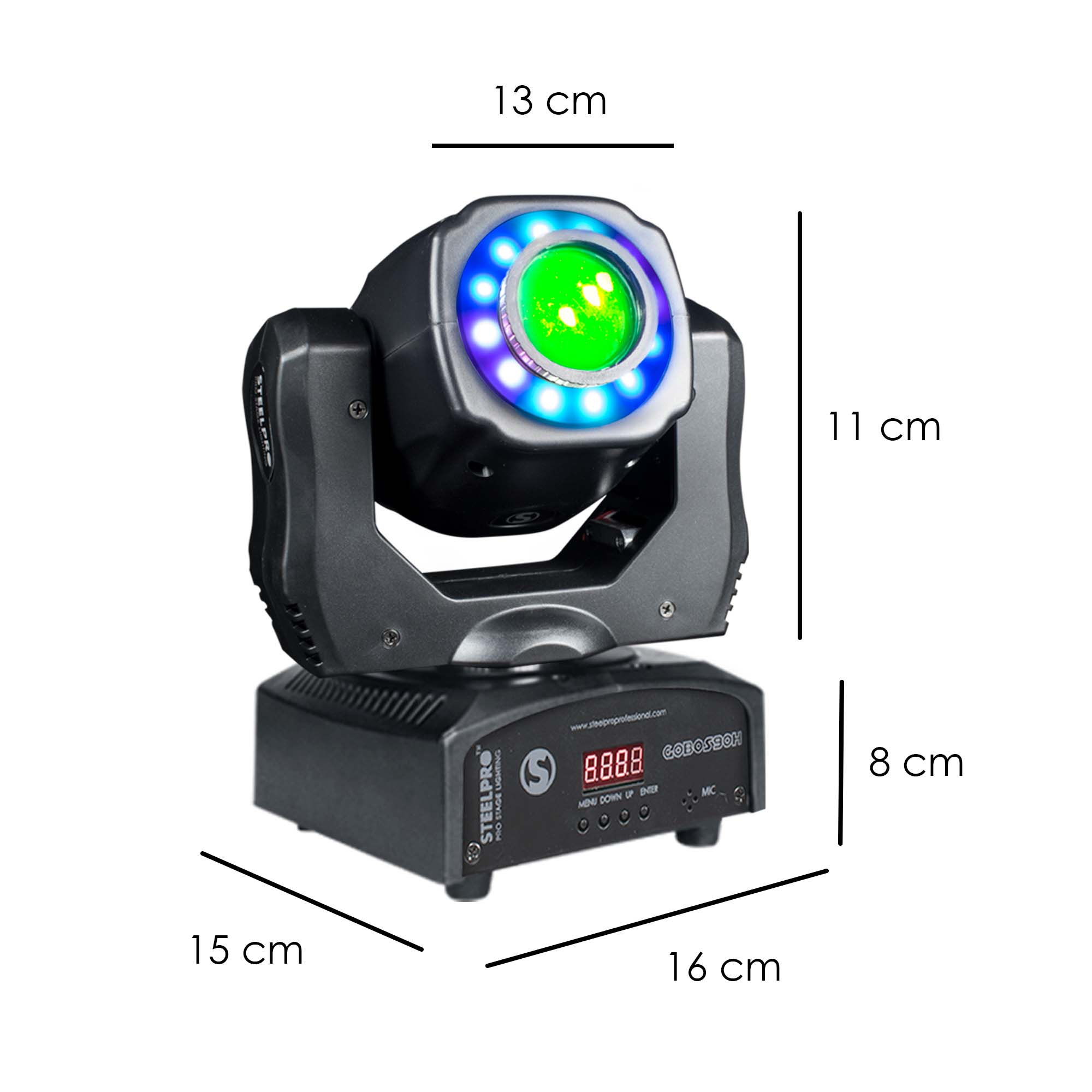 Foto 3 pulgar | Steelpro -cabeza Movil 90w Con Aro Rgb 3, 8 Gobos