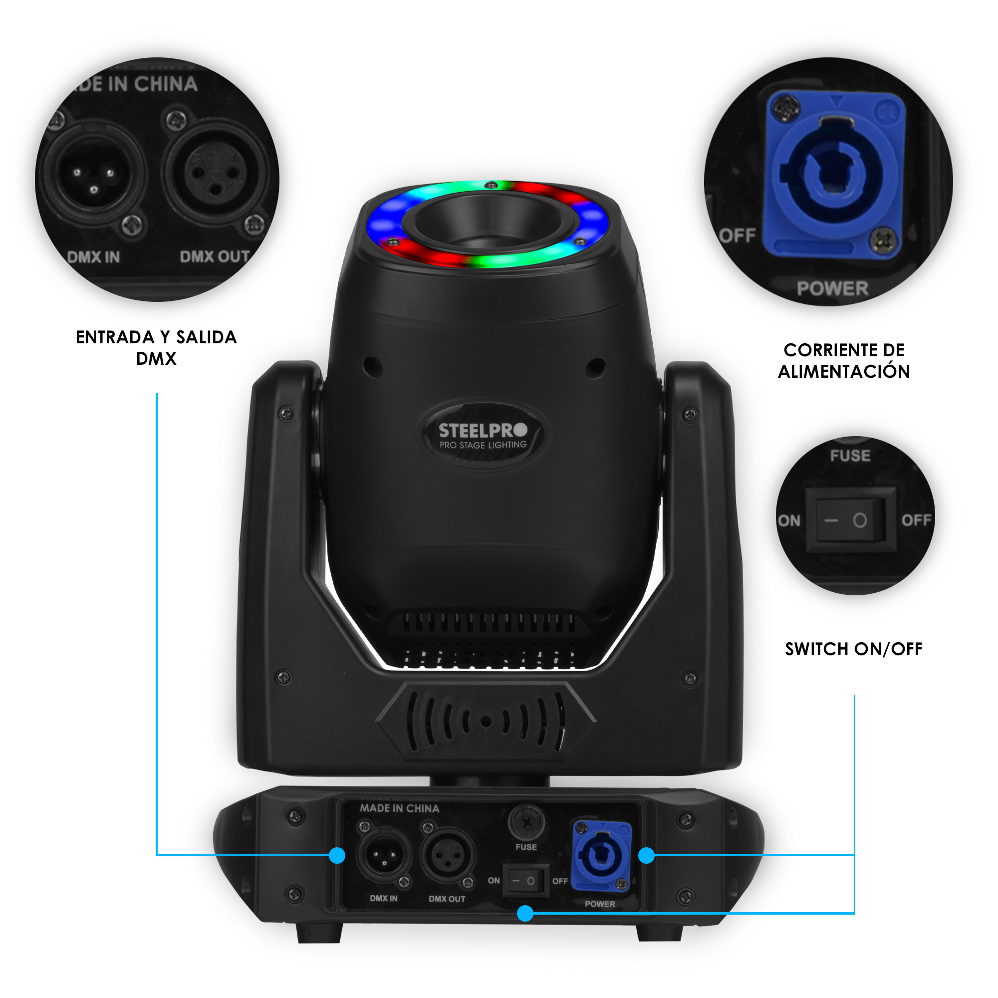 Foto 5 pulgar | Cabeza Móvil Spot 120w Prisma 5 Caras Aro Smd Case Steelpro