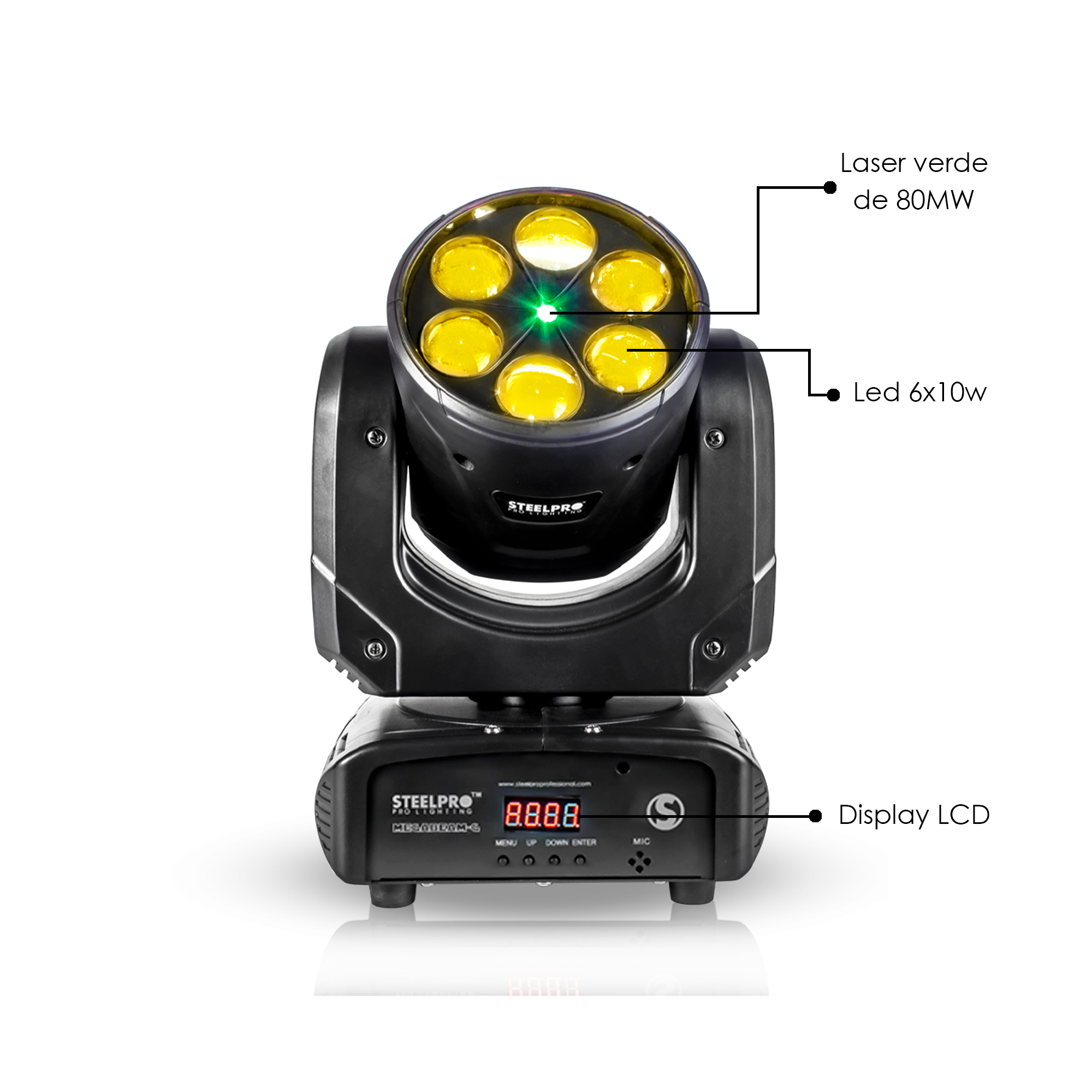 Foto 7 | Luces Led Profesional Case Con 2 Cabezas Robóticas Rgbw + Laser Verde Laser Azul Dj/escenario Dmx - Steelpro
