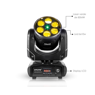 Foto 7 | Luces Led Profesional Case Con 2 Cabezas Robóticas Rgbw + Laser Verde Laser Azul Dj/escenario Dmx - Steelpro