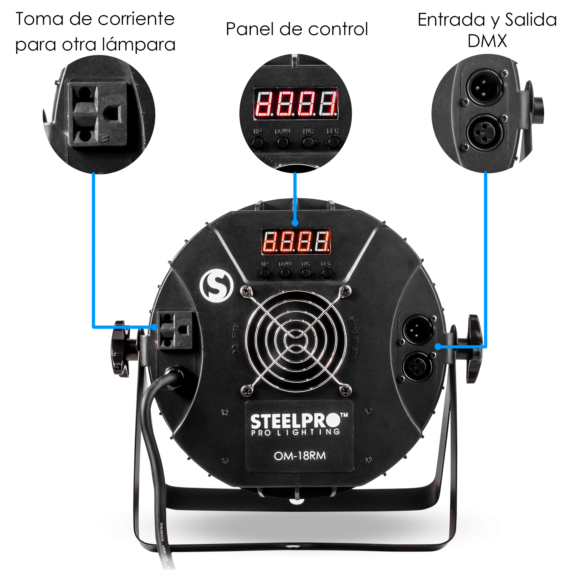 Foto 4 pulgar | Cañon Par Led Luces Para Dj 18x15 Watts Rgbw+ambar Steelpro