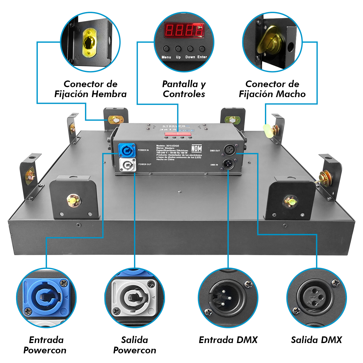 Foto 3 | Panel Led Profesional Con Case 36x15w Rgbw 4 En 1 - Steelpro