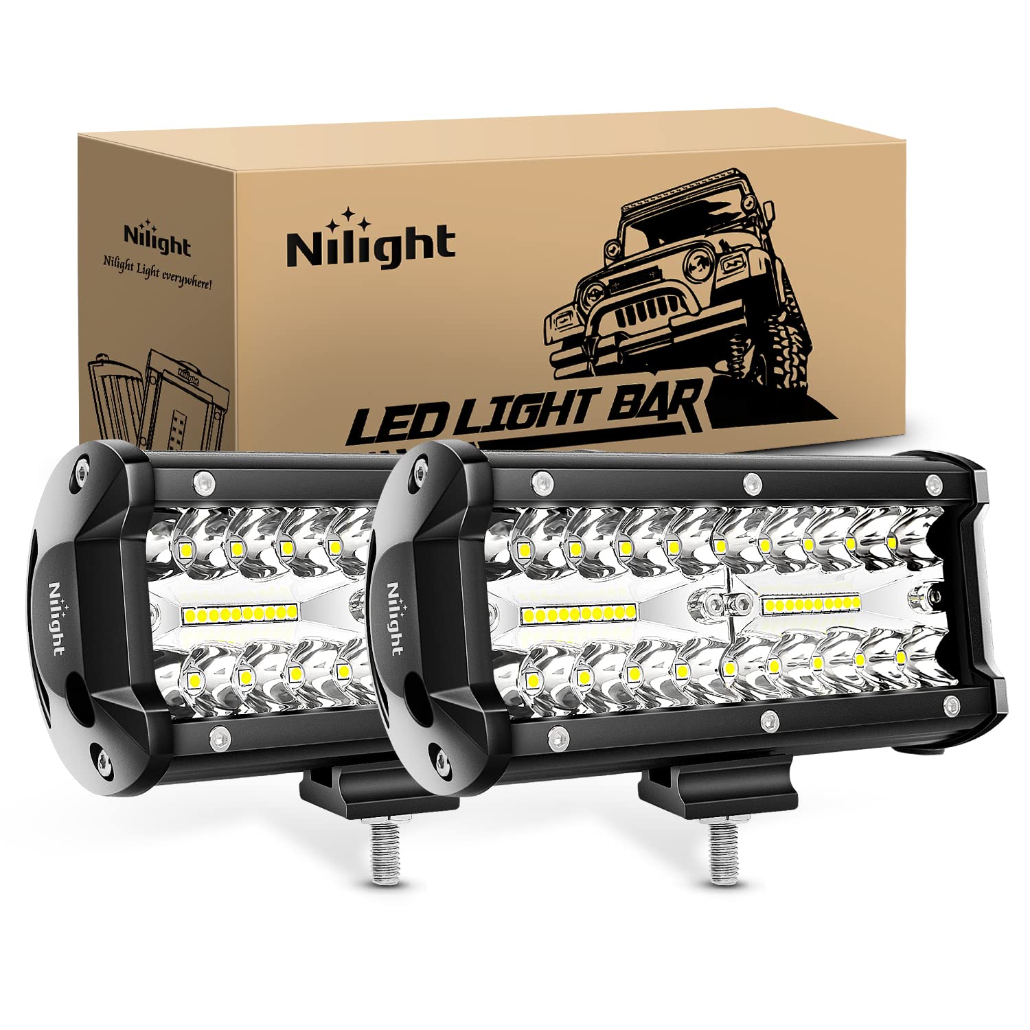 Foto 2 pulgar | Barra Led Pods Nilight, 2 Unidades, 16,5 Cm, 120 W, Triple Hilera - Venta Internacional.