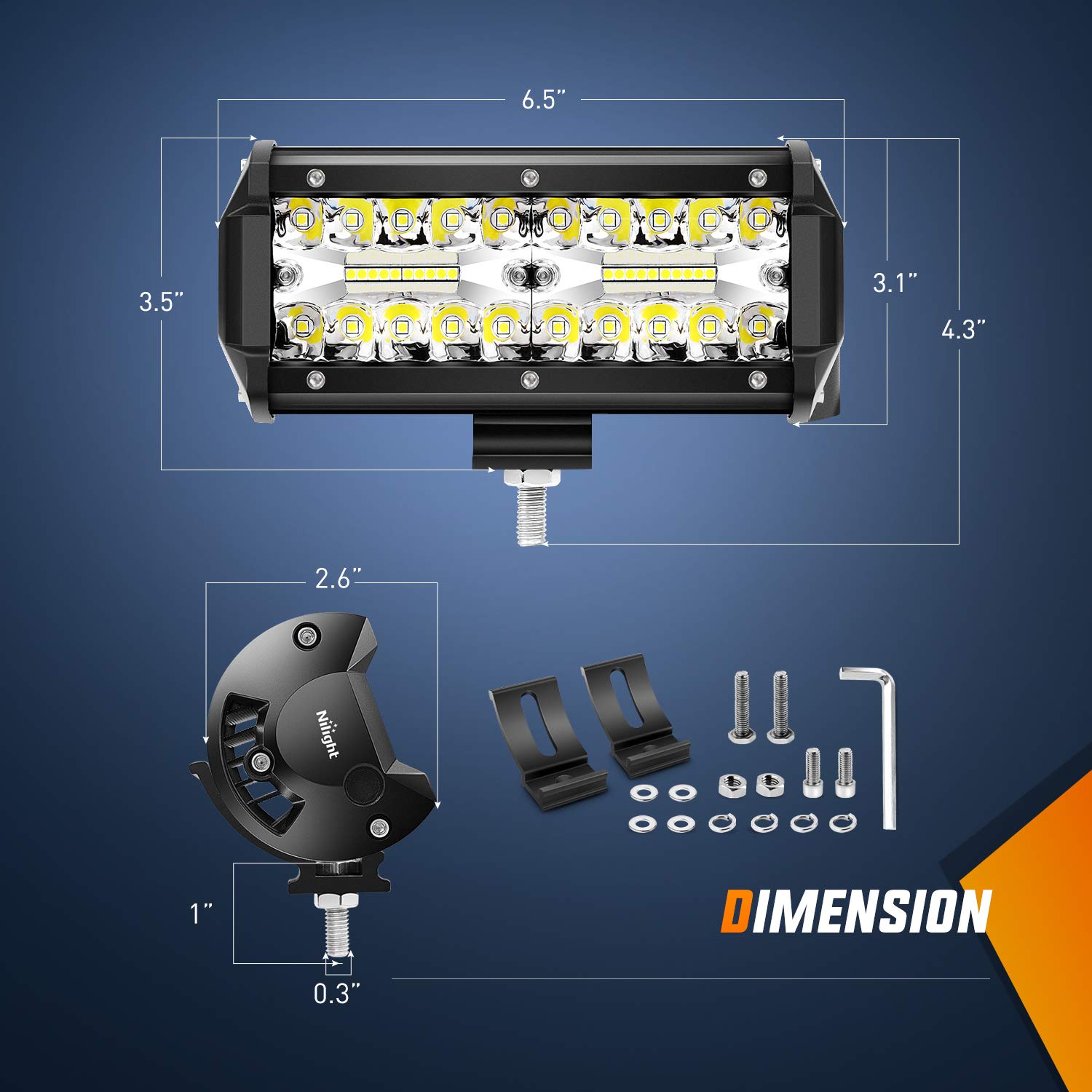 Foto 3 pulgar | Barra Led Pods Nilight, 2 Unidades, 16,5 Cm, 120 W, Triple Hilera - Venta Internacional.