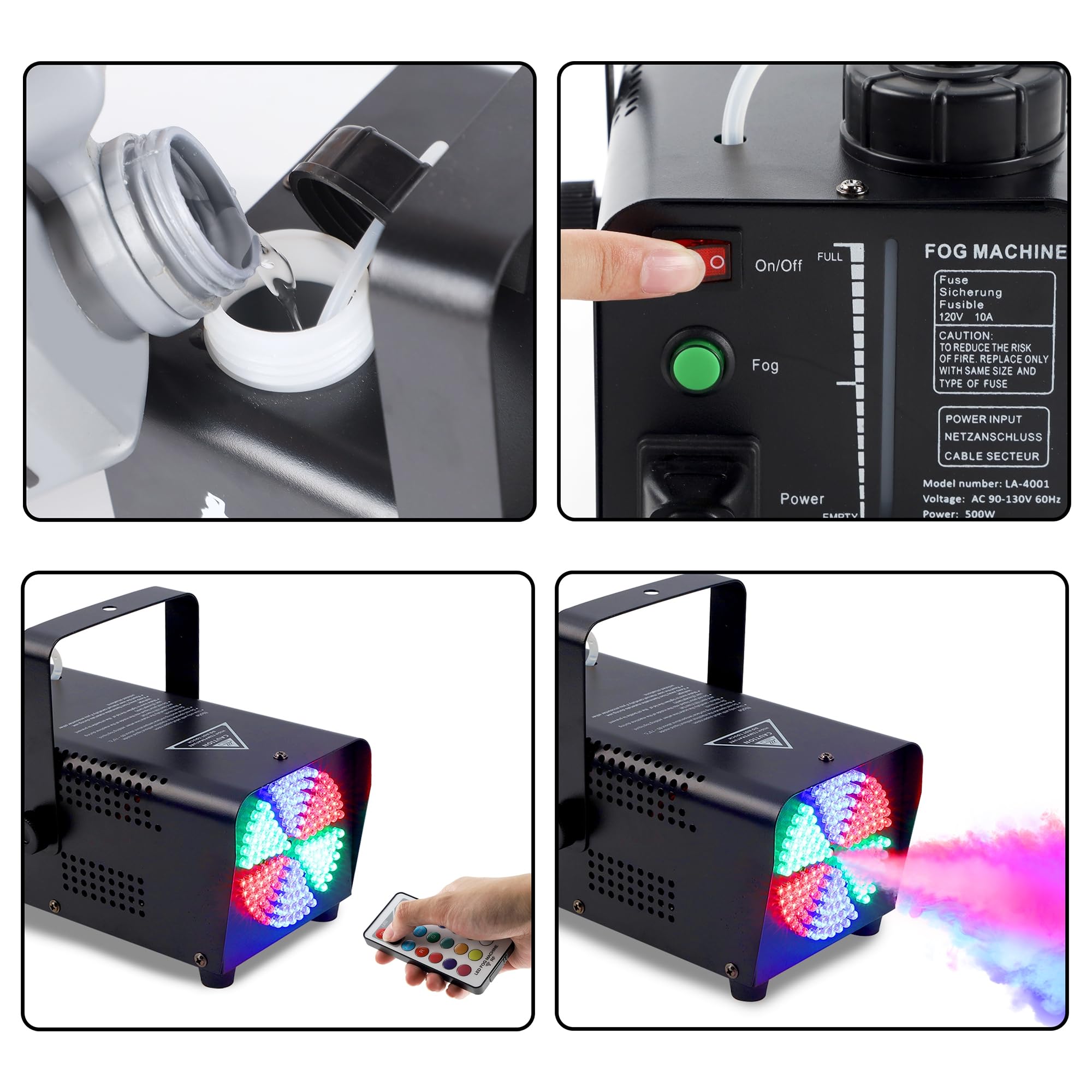 Foto 6 pulgar | Máquina De Niebla Atdawn Con 126 Luces Led De 520 Ml Y 500 W - Venta Internacional.