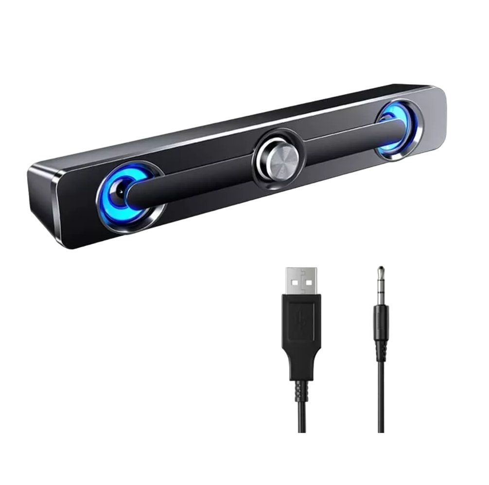 Foto 2 pulgar | Barra De Sonido Con Cable Usb Bluetooth 5.0 Luz Led Para Pc Negra