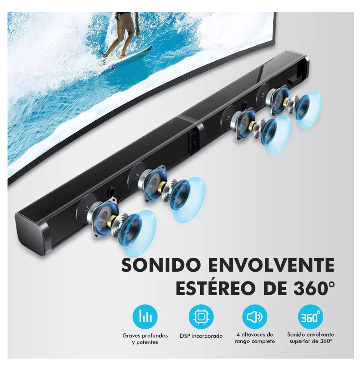 Foto 4 pulgar | Barra De Sonido Cine En Casa Desmontable Bluetooth Bocinas