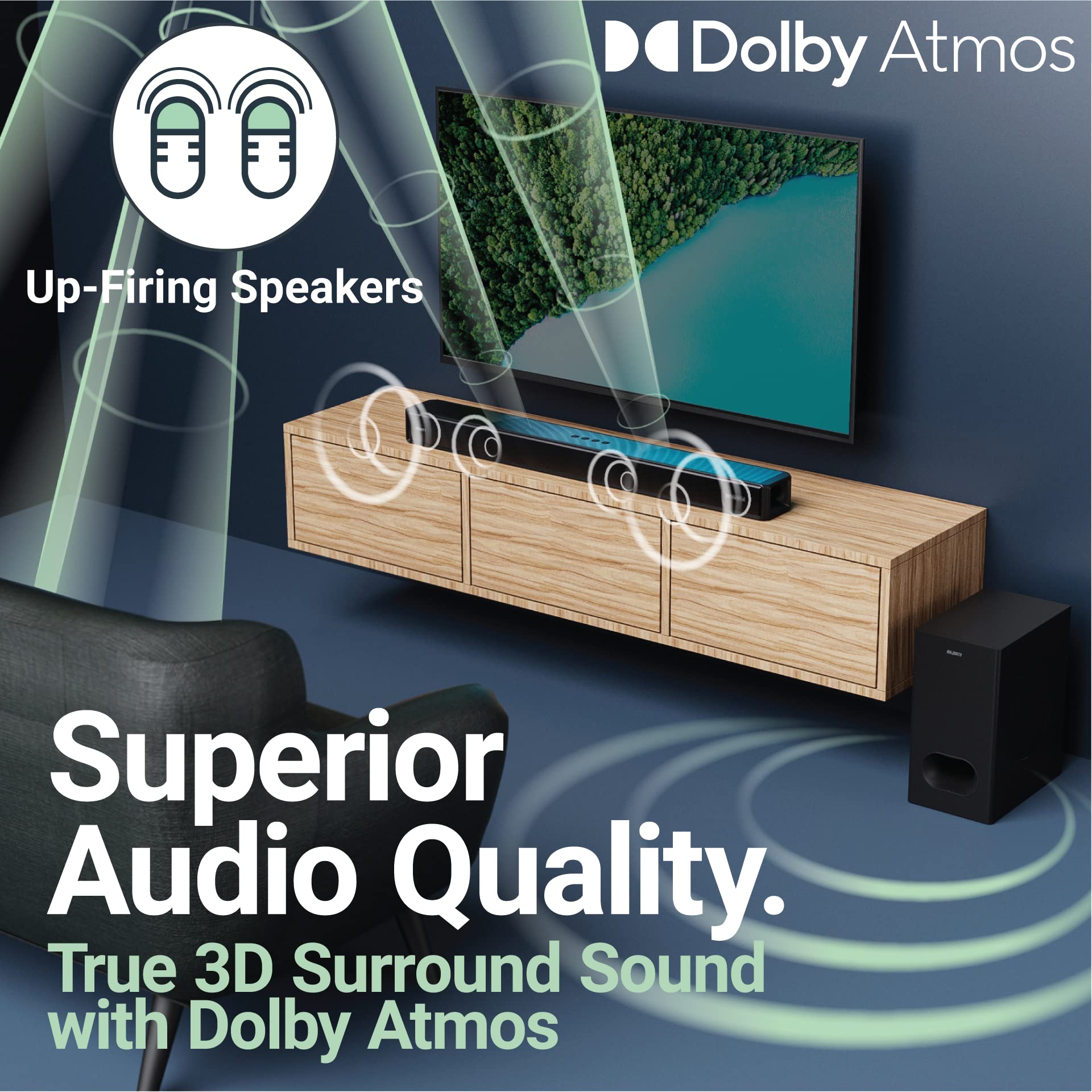 Foto 3 | Barra De Sonido Majority Sierra 2.1.2 Dolby Atmos De 400 W Con Subwoofer - Venta Internacional.