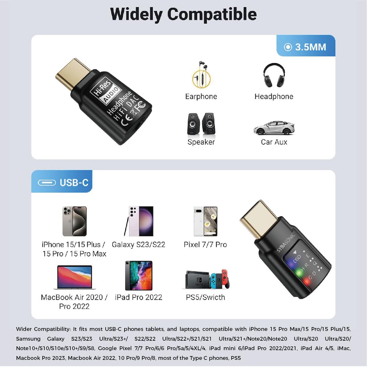 Foto 2 | Adaptador De Audio Usb-c Dac Syba De Alta Resolución Con Micrófono - Venta Internacional.