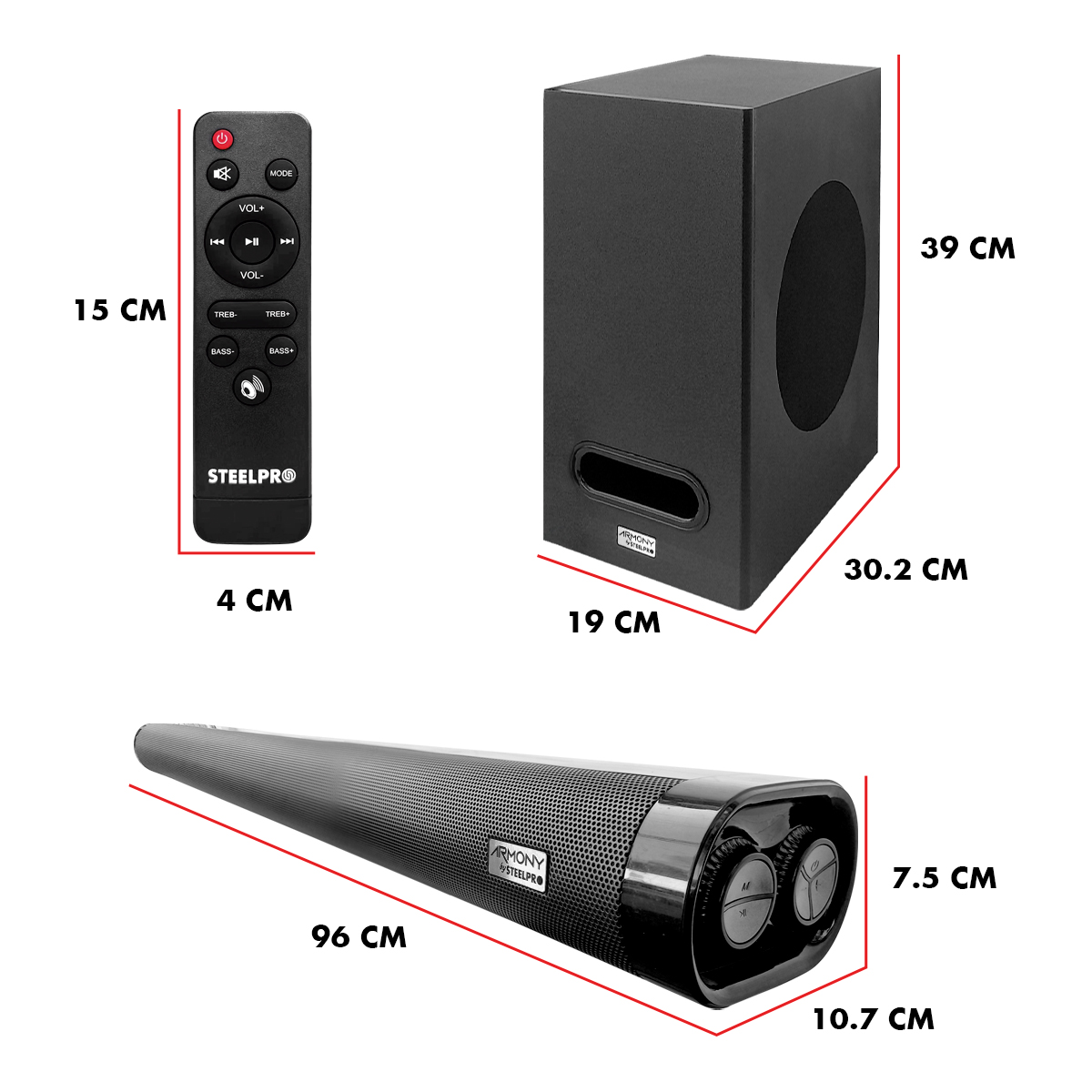 Foto 4 pulgar | Barra De Sonido Profesional Bluetooth Teatro En Casa Rms 380w 6 Vias Subwoofer 6.5 Armony Steelpro Color Negro