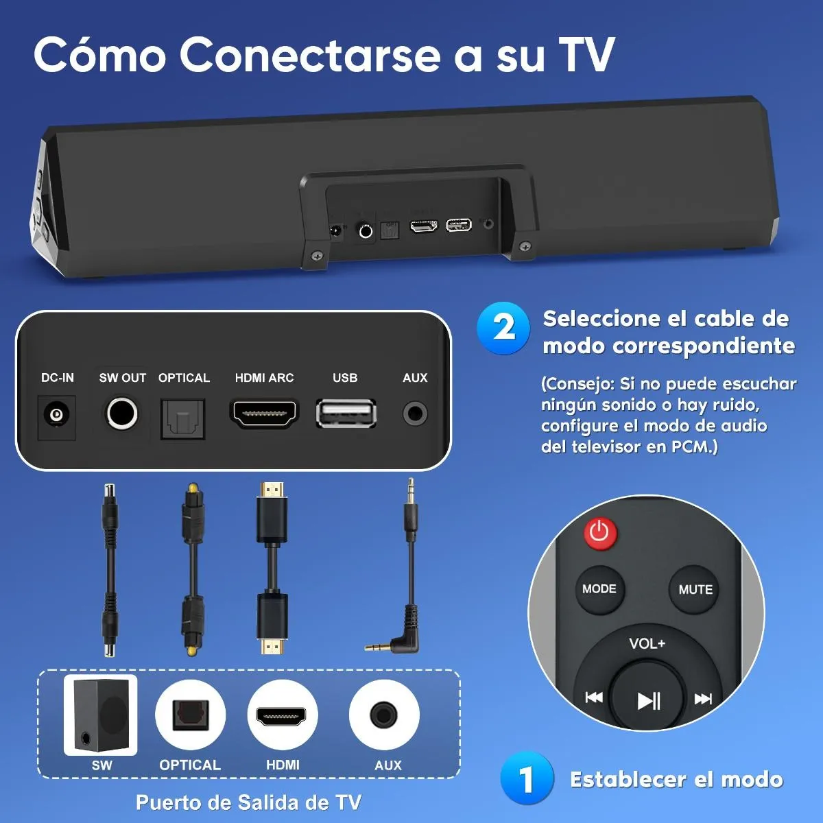 Foto 5 pulgar | Barra De Sonido 100w 2.2 Canales Con Subwoofer Para Tv Eo Safe Imports Esi-20197 Negro