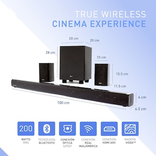 Foto 5 | Sistema De Sonido Thonet & Vander Rein – 200w Rms 5.1 Canales Bluetooth 5.0 Hdmi Arc Óptico Subwoofer Y