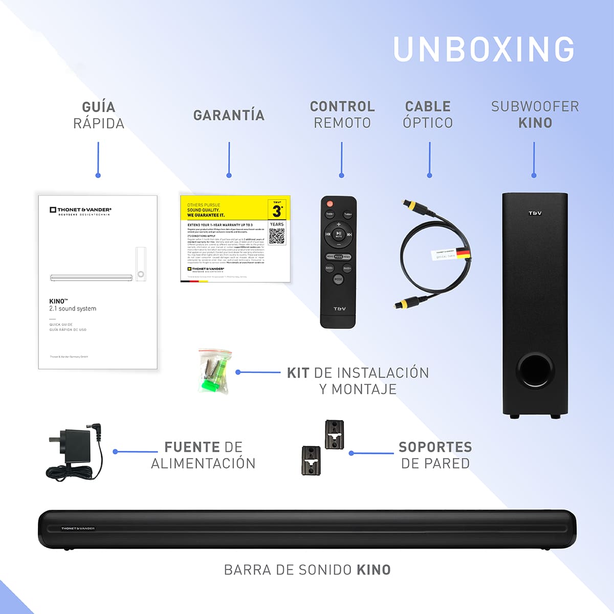 Foto 7 pulgar | Barra De Sonido Thonet & Vander Kino – 150w Rms  Bluetooth 5.0  Subwoofer  Hdmi Arc  Óptico  Rca  Control Remoto –