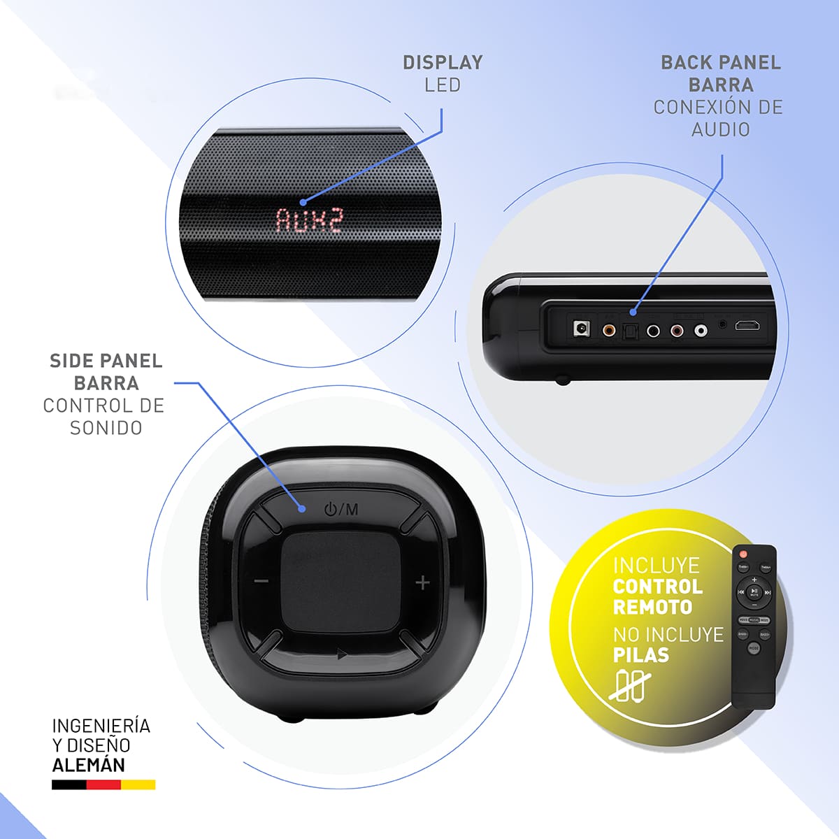 Foto 8 pulgar | Barra De Sonido Thonet & Vander Kino – 150w Rms  Bluetooth 5.0  Subwoofer  Hdmi Arc  Óptico  Rca  Control Remoto –