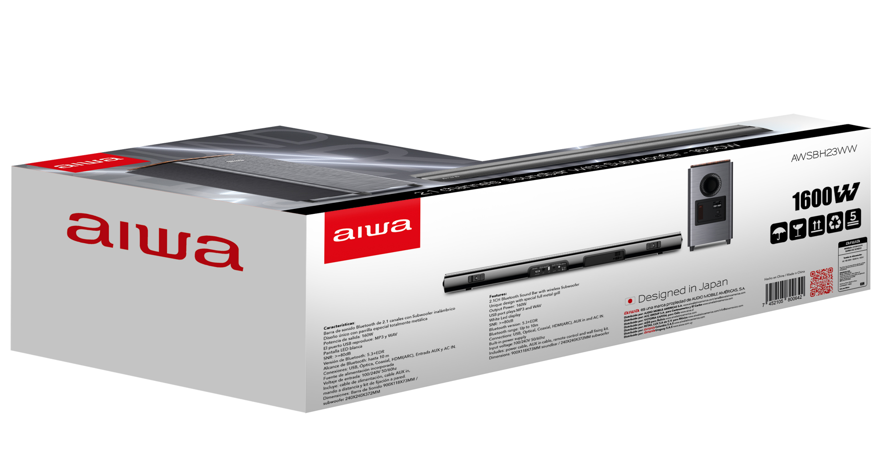 Foto 7 pulgar | Barra De Sonido Aiwa Wireless 160w Awsbh23ww Color Gris Oscuro Frecuencia 50/60 Hz