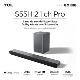 Foto 2 | Barra De Sonido Tcl S55h Super Bass 2.1ch Pro Dolby Atmos Ia