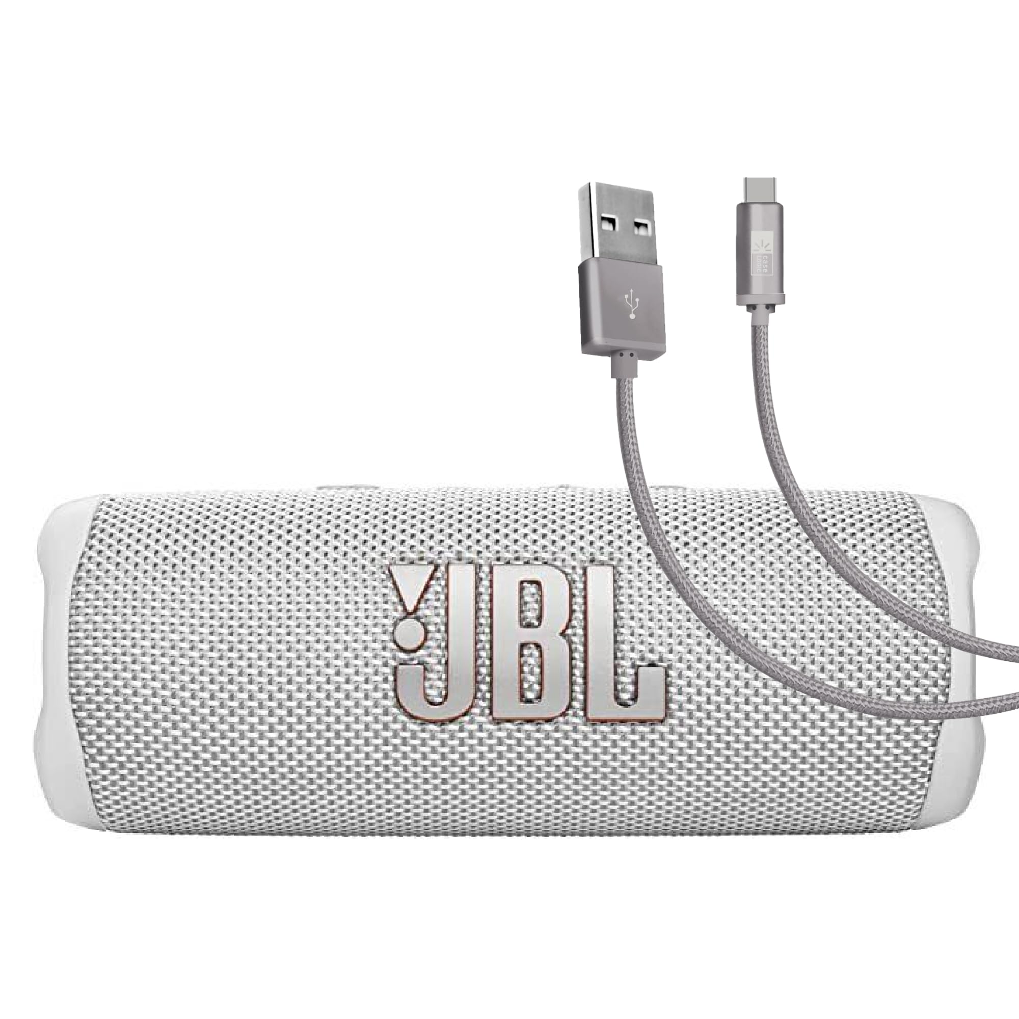 Altavoz Jbl Flip 6 Blanco Impermeable Con Cable Case Logic - Venta Internacional.