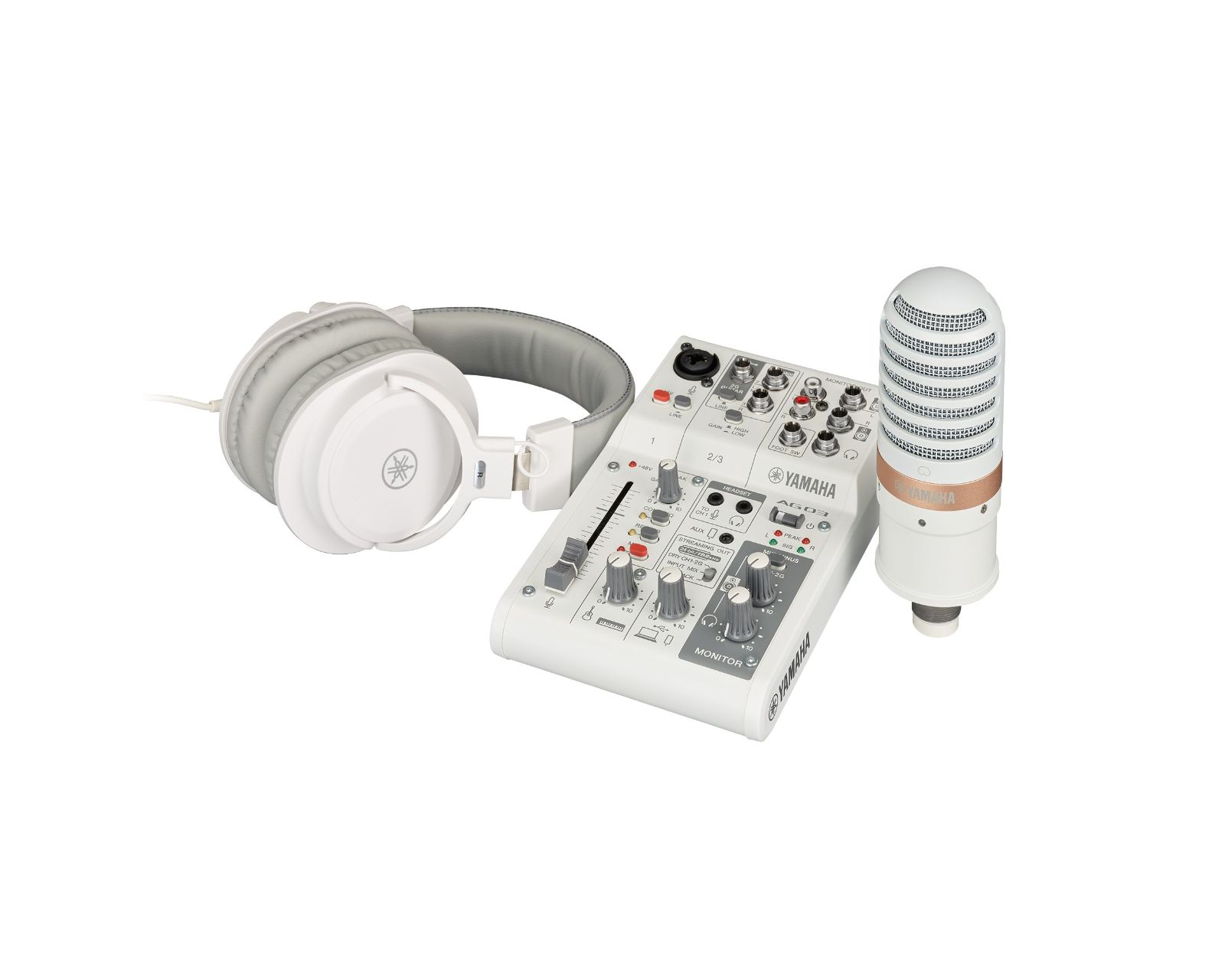 Audífono, Micrófono y Transmisor Yamaha Ag03mk2w color Blanco