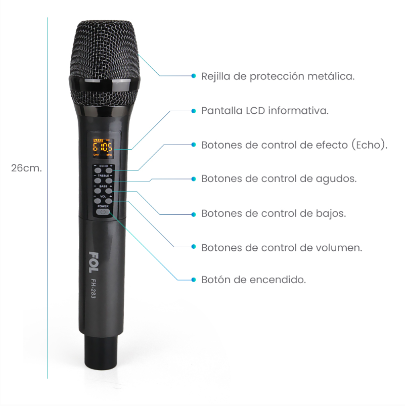 Foto 6 | Micrófonos Profesionales Inalámbricos Karaoke Con Transmisor Adaptador 6.3 Mm Fh-283