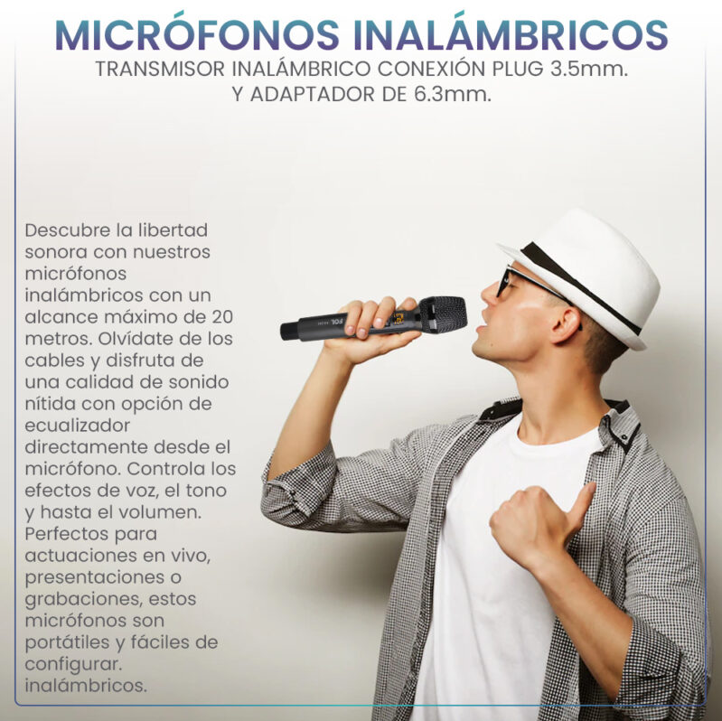 Foto 8 | Micrófonos Profesionales Inalámbricos Karaoke Con Transmisor Adaptador 6.3 Mm Fh-283