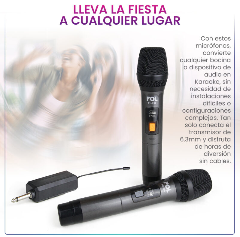 Foto 7 pulgar | Micrófonos Profesionales Inalámbricos Karaoke Con Transmisor Adaptador 6.3 Mm Fh-289