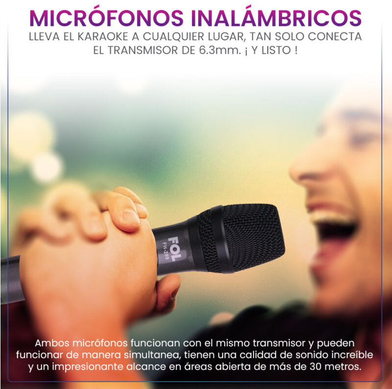 Foto 8 pulgar | Micrófonos Profesionales Inalámbricos Karaoke Con Transmisor Adaptador 6.3 Mm Fh-289