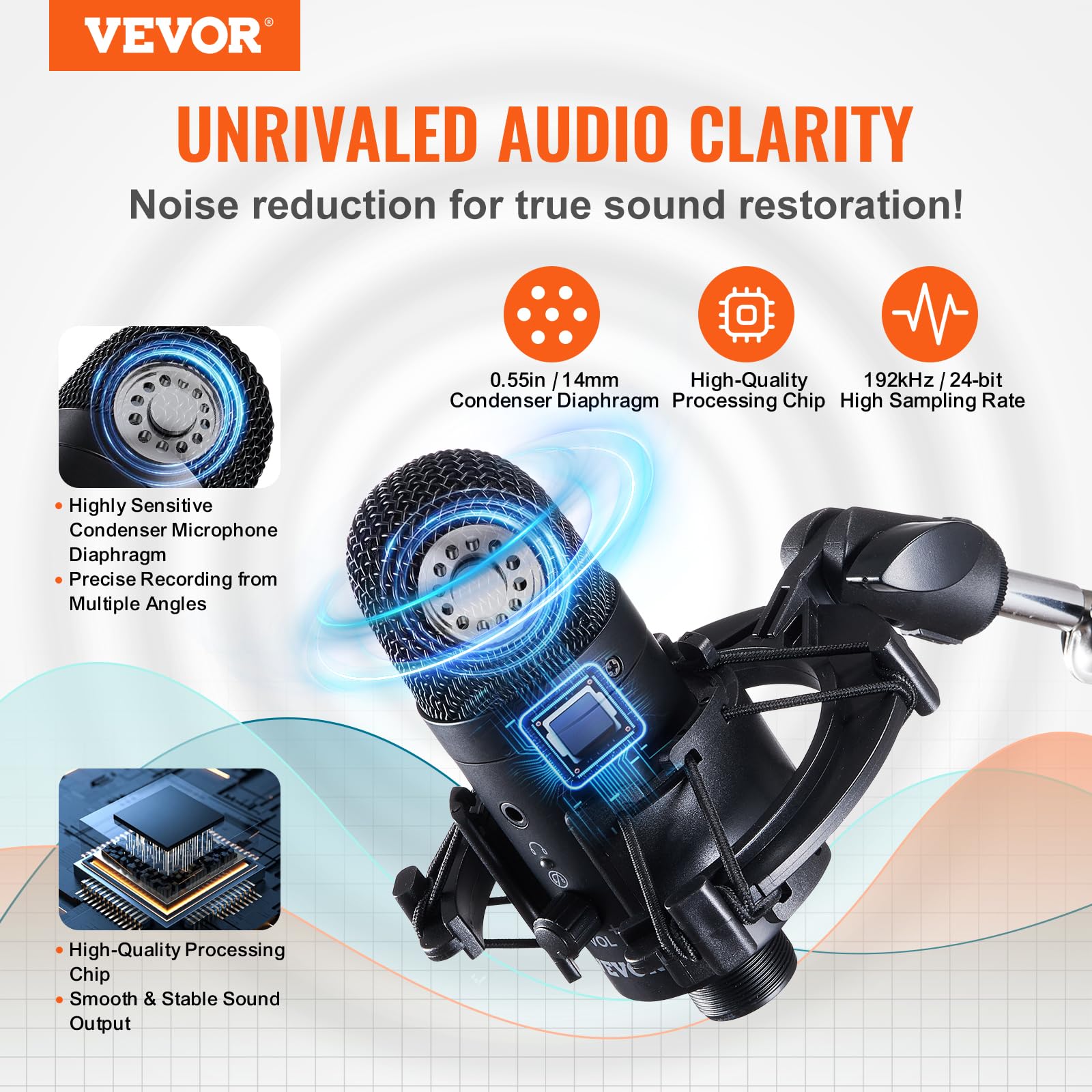 Foto 2 | Micrófono Usb Vevor De 192 Khz/24 Bits Con Soporte Boom Arm Y Más - Venta Internacional.