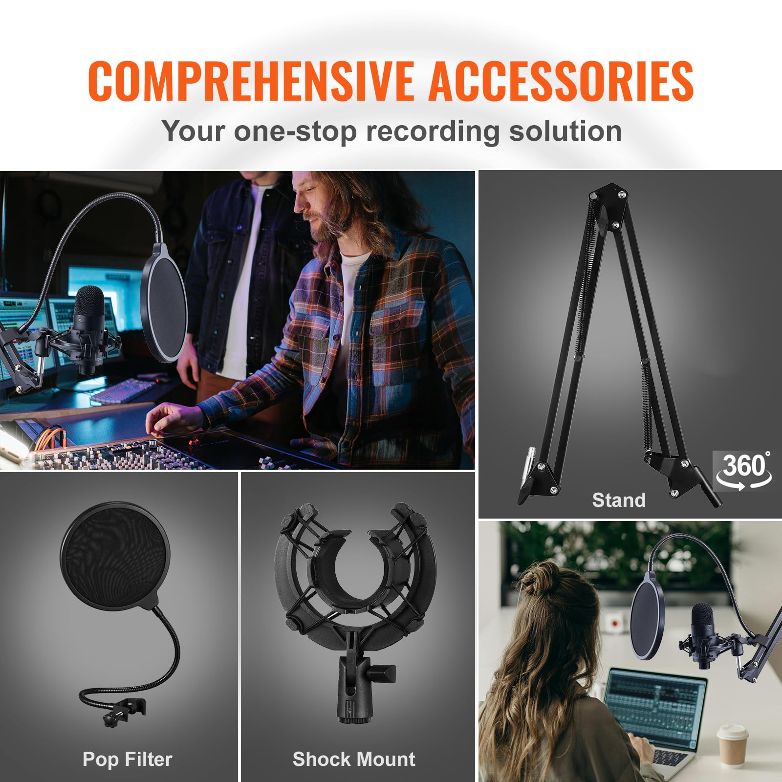 Foto 5 | Micrófono Usb Vevor De 192 Khz/24 Bits Con Soporte Boom Arm Y Más - Venta Internacional.