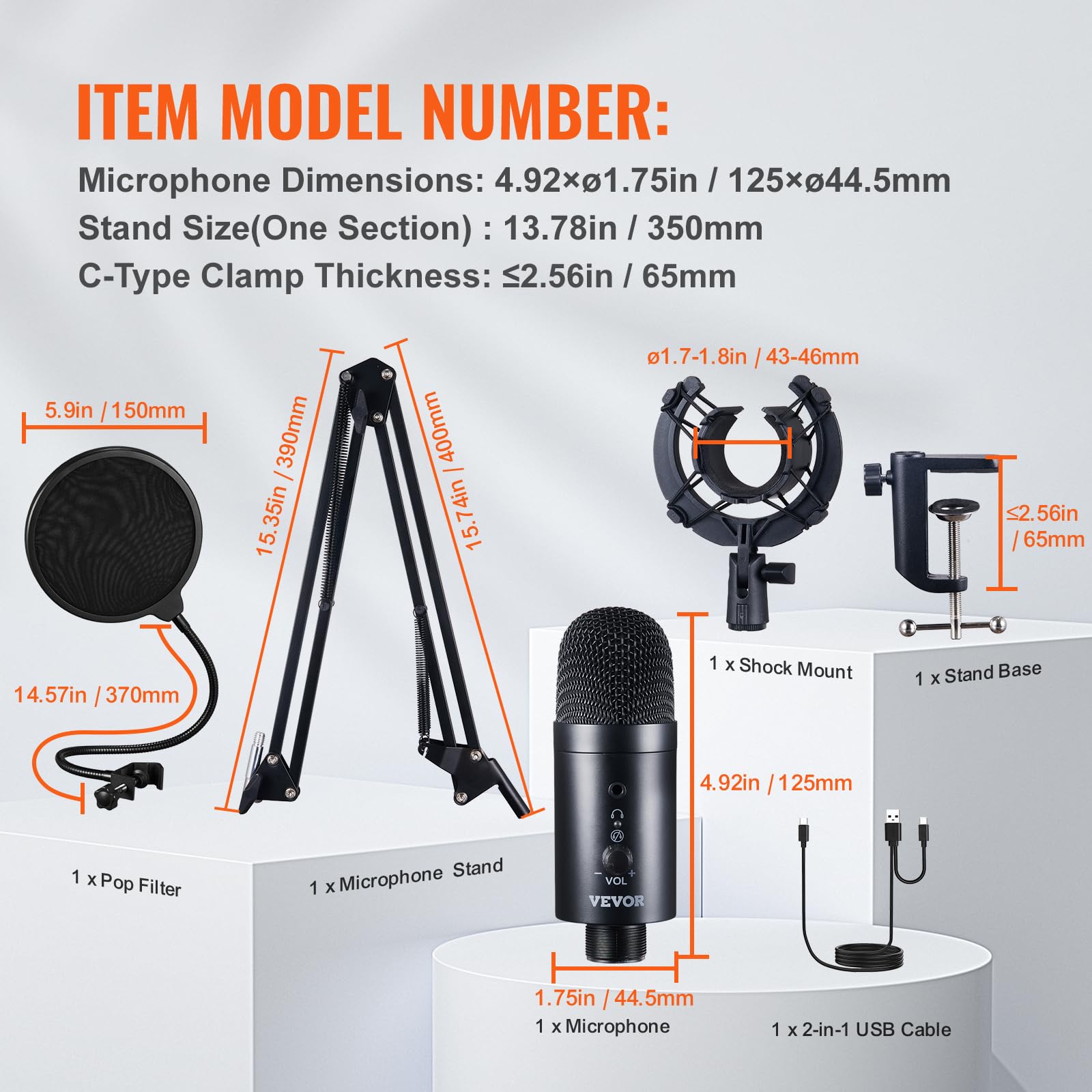 Foto 8 pulgar | Micrófono Usb Vevor De 192 Khz/24 Bits Con Soporte Boom Arm Y Más - Venta Internacional.