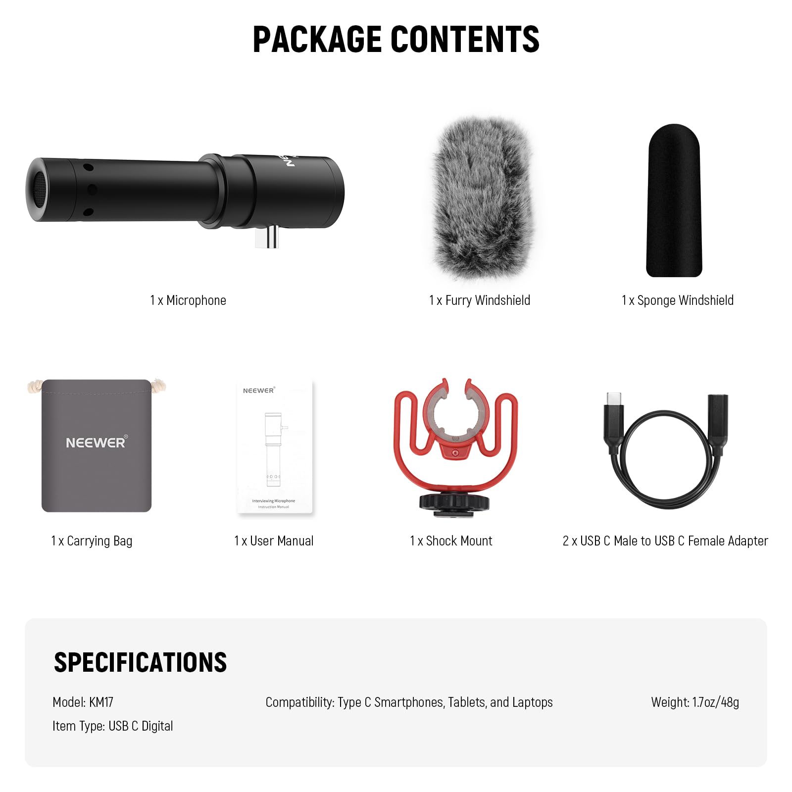 Foto 8 pulgar | Micrófono Usb C Neewer Km17 Pro Con Cancelación De Ruido Y Soporte Shock - Venta Internacional.
