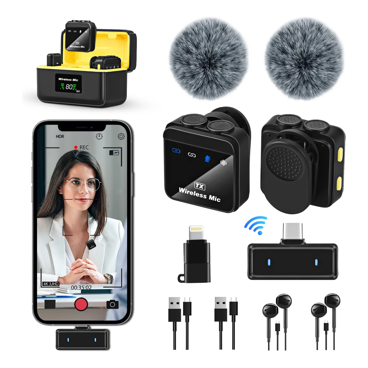 Foto 2 | Micrófono Inalambrico Lavalier Solapa Para Iphone Android Eo Safe Imports Esi-20558 Negro